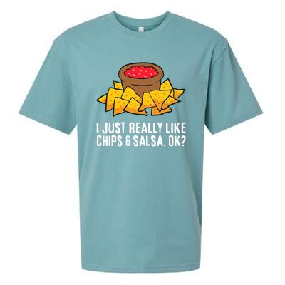 Funny I Just Really Like Chips And Salsa Ok Tortilla Chips Sueded Cloud Jersey T-Shirt