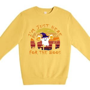 Funny I'm Just Here For The Boos Halloween Ghost Beer Retro Cool Gift Premium Crewneck Sweatshirt