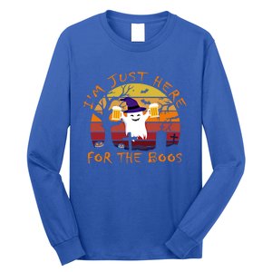 Funny I'm Just Here For The Boos Halloween Ghost Beer Retro Cool Gift Long Sleeve Shirt