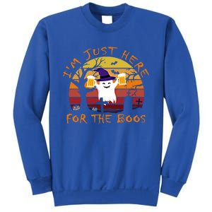 Funny I'm Just Here For The Boos Halloween Ghost Beer Retro Cool Gift Sweatshirt