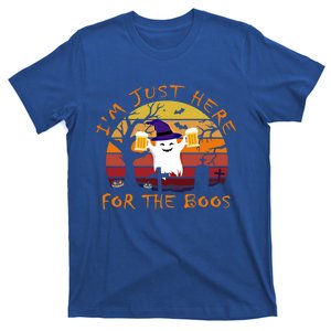 Funny I'm Just Here For The Boos Halloween Ghost Beer Retro Cool Gift T-Shirt