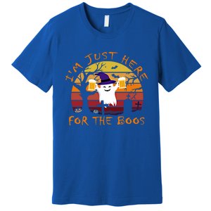 Funny I'm Just Here For The Boos Halloween Ghost Beer Retro Cool Gift Premium T-Shirt