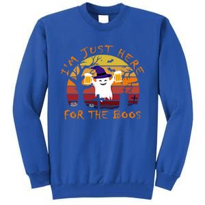 Funny I'm Just Here For The Boos Halloween Ghost Beer Retro Cool Gift Tall Sweatshirt