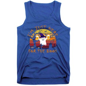 Funny I'm Just Here For The Boos Halloween Ghost Beer Retro Cool Gift Tank Top