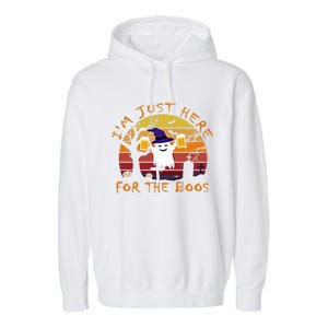 Funny I'm Just Here For The Boos Halloween Ghost Beer Retro Cool Gift Garment-Dyed Fleece Hoodie