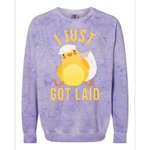 Funny I Just Got Laid Chick Colorblast Crewneck Sweatshirt