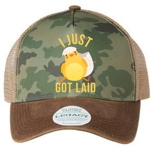 Funny I Just Got Laid Chick Legacy Tie Dye Trucker Hat