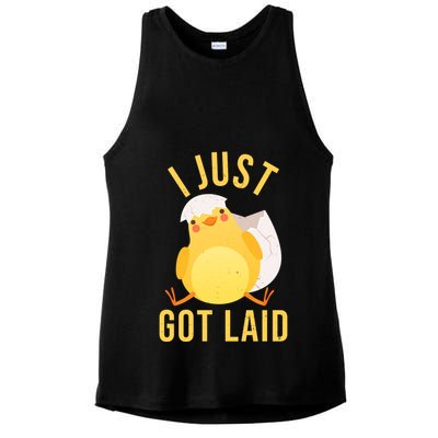 Funny I Just Got Laid Chick Ladies PosiCharge Tri-Blend Wicking Tank