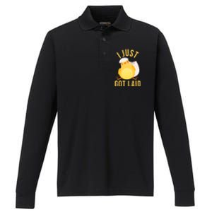 Funny I Just Got Laid Chick Performance Long Sleeve Polo