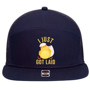 Funny I Just Got Laid Chick 7 Panel Mesh Trucker Snapback Hat