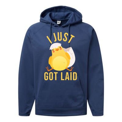 Funny I Just Got Laid Chick Performance Fleece Hoodie