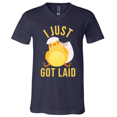 Funny I Just Got Laid Chick V-Neck T-Shirt
