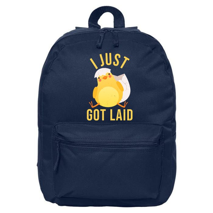 Funny I Just Got Laid Chick 16 in Basic Backpack