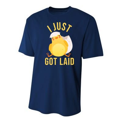 Funny I Just Got Laid Chick Youth Performance Sprint T-Shirt