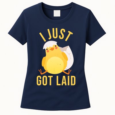Funny I Just Got Laid Chick Womens T-Shirt
