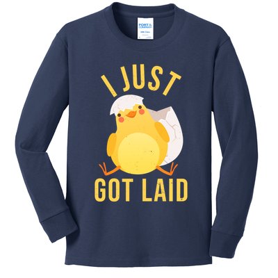 Funny I Just Got Laid Chick Kids Long Sleeve Shirt