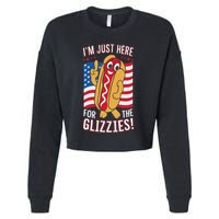 Funny IM Just Here For The Glizzies Cropped Pullover Crew