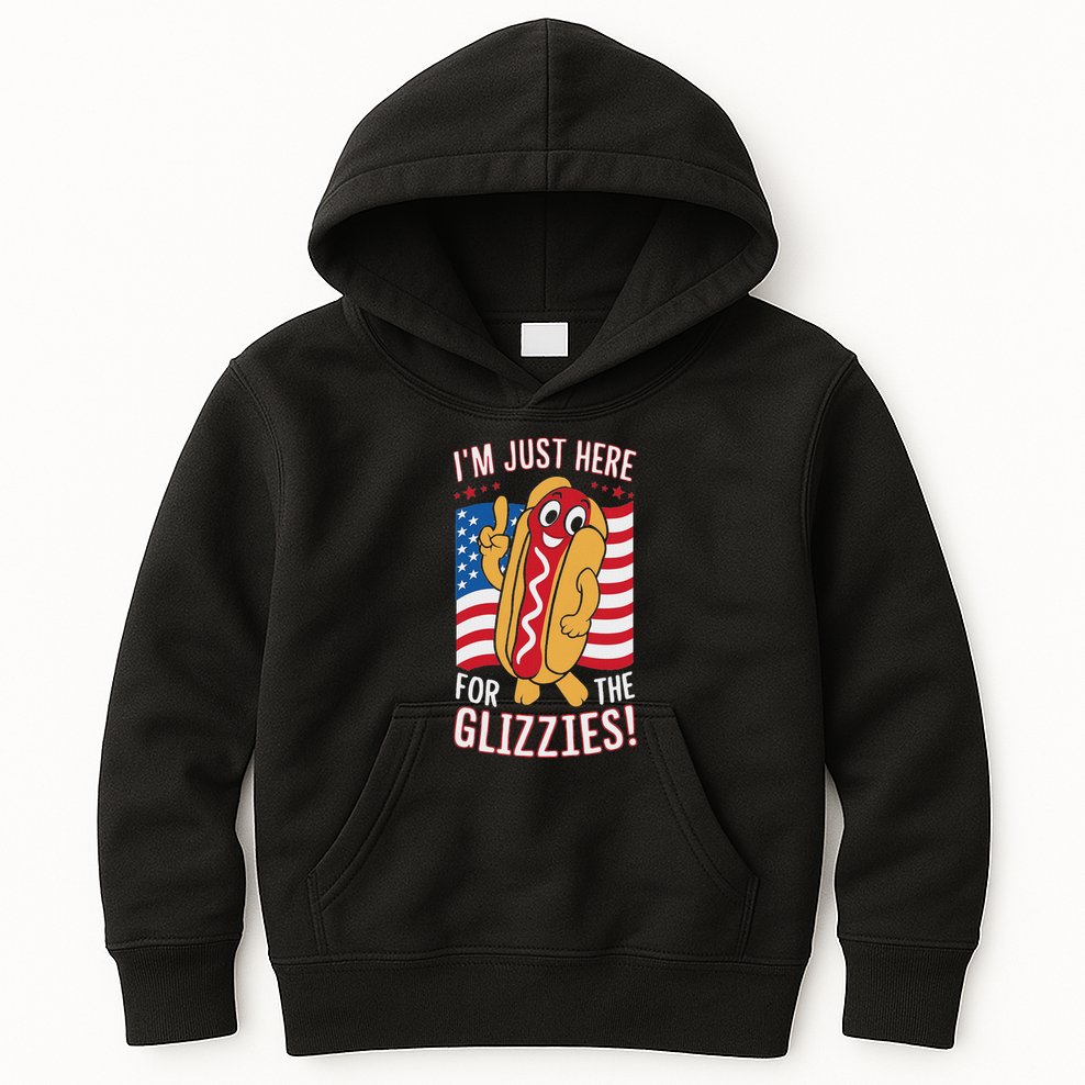 Funny IM Just Here For The Glizzies Kids Hoodie
