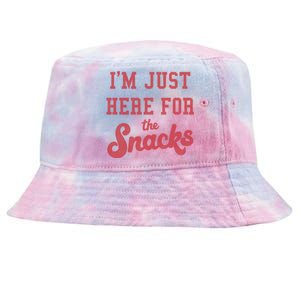 Food I'm Just Here For The Snacks Funny Text Funny Gift Tie-Dyed Bucket Hat