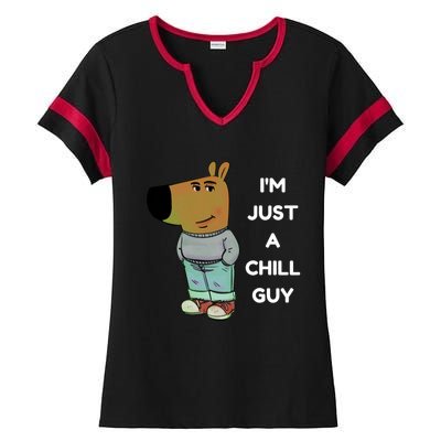 Funny IM Just A Chill Guy Meme Ladies Halftime Notch Neck Tee