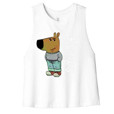 Funny IM Just A Chill Guy Meme Women's Racerback Cropped Tank