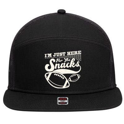 Funny I'm Just Here For The Snacks 7 Panel Mesh Trucker Snapback Hat