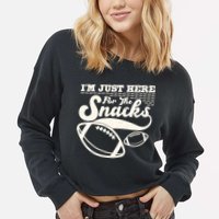 Funny I'm Just Here For The Snacks Cropped Pullover Crew