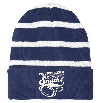 Funny I'm Just Here For The Snacks Striped Beanie with Solid Band