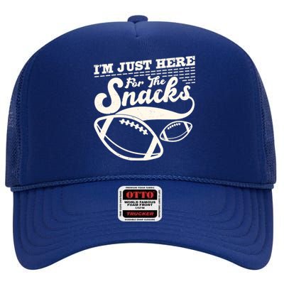 Funny I'm Just Here For The Snacks High Crown Mesh Back Trucker Hat