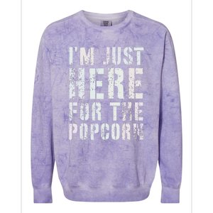 Funny IM Just Here For Popcorn Game On Day Dad Newbie Colorblast Crewneck Sweatshirt