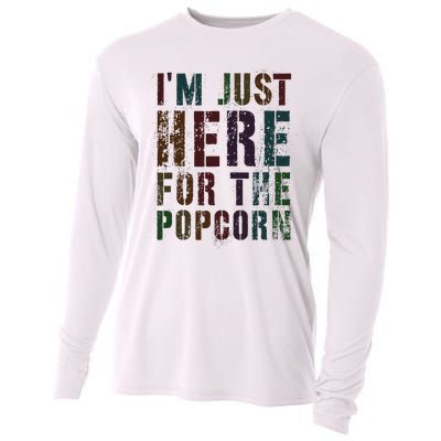 Funny IM Just Here For Popcorn Game On Day Wife Newbie Cooling Performance Long Sleeve Crew