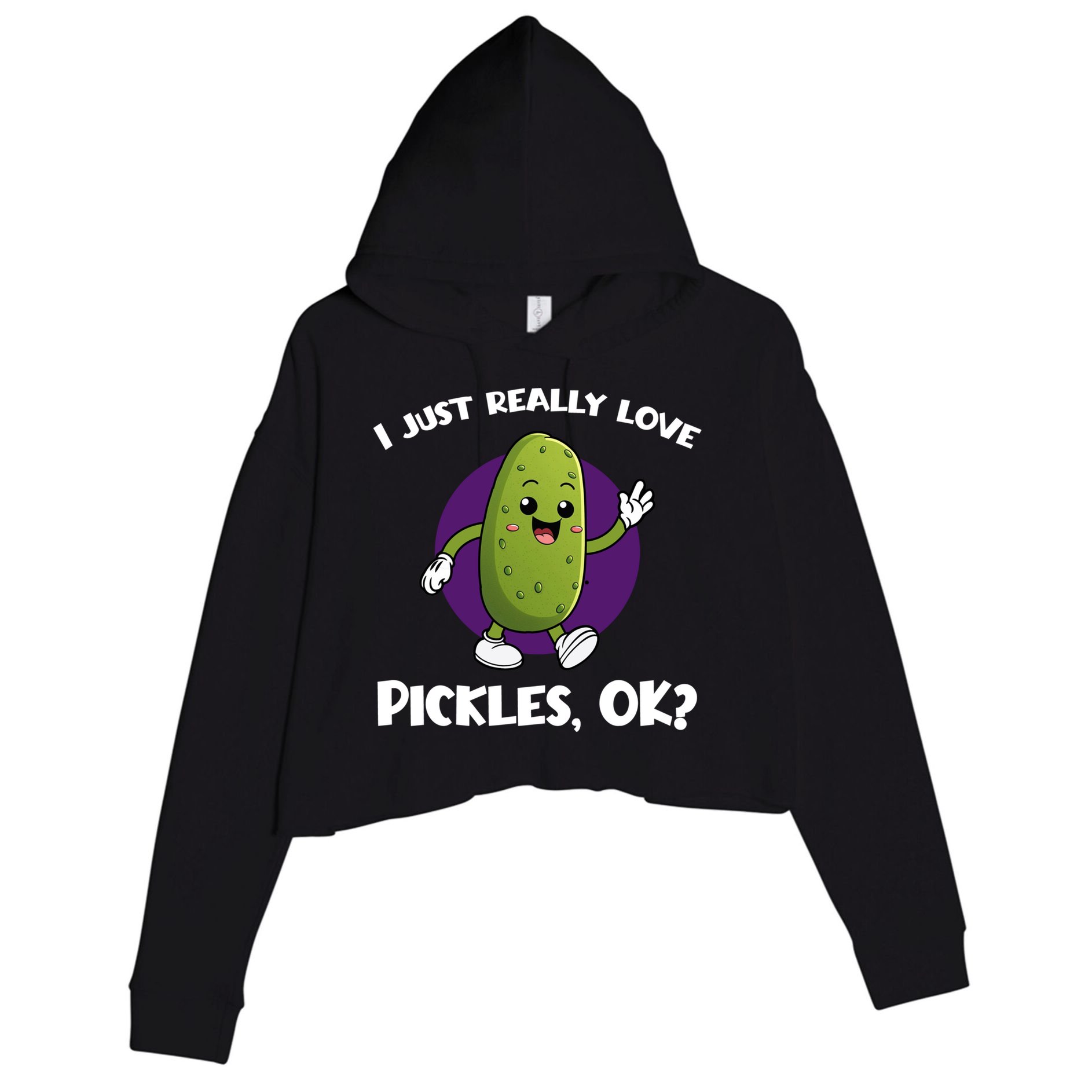 Funny I Just Really Love Pickles Ok Cartoon Funny Gift Crop Fleece Hoodie