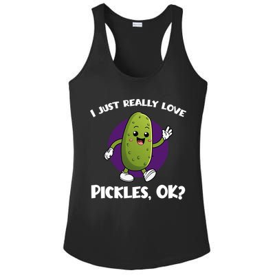 Funny I Just Really Love Pickles Ok Cartoon Funny Gift Ladies PosiCharge Competitor Racerback Tank