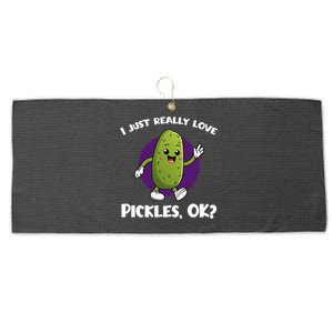 Funny I Just Really Love Pickles Ok Cartoon Funny Gift Large Microfiber Waffle Golf Towel