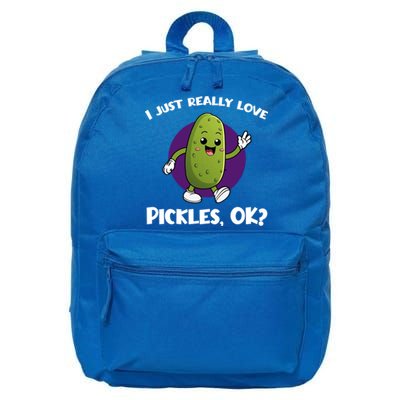 Funny I Just Really Love Pickles Ok Cartoon Funny Gift 16 in Basic Backpack