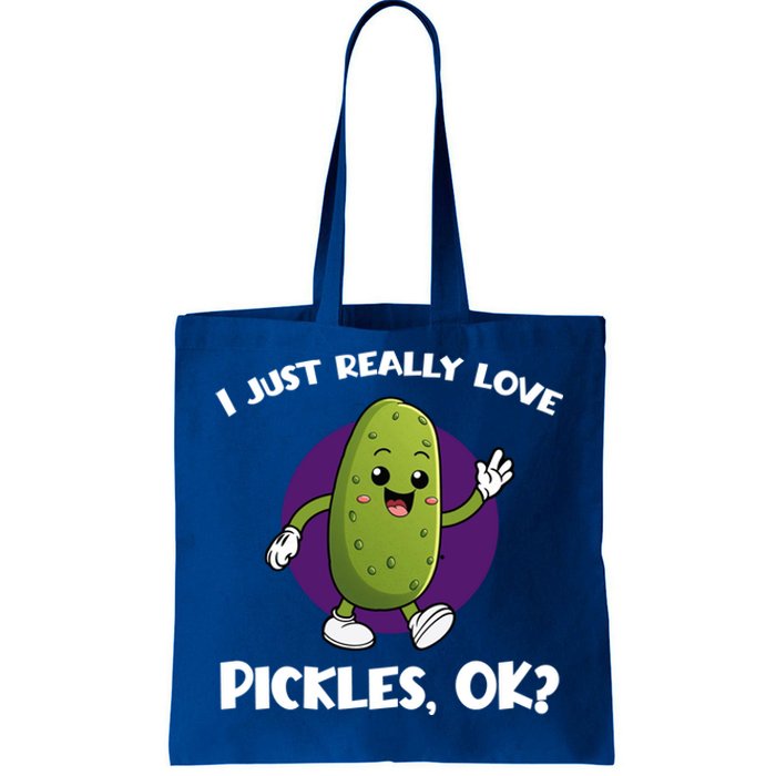 Funny I Just Really Love Pickles Ok Cartoon Funny Gift Tote Bag