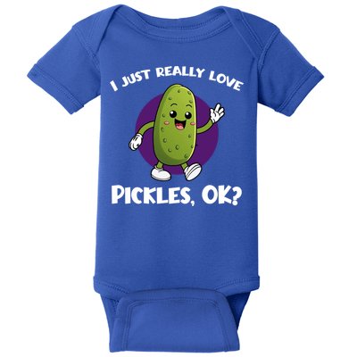 Funny I Just Really Love Pickles Ok Cartoon Funny Gift Baby Bodysuit