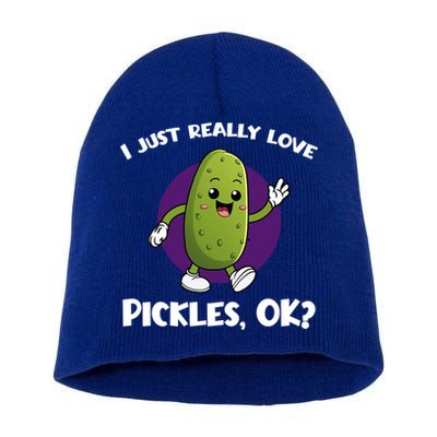 Funny I Just Really Love Pickles Ok Cartoon Funny Gift Short Acrylic Beanie