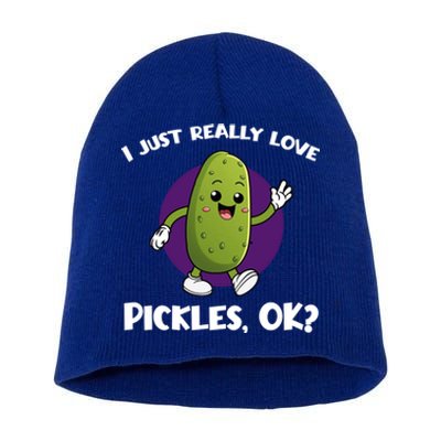 Funny I Just Really Love Pickles Ok Cartoon Funny Gift Short Acrylic Beanie