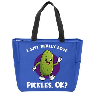 Funny I Just Really Love Pickles Ok Cartoon Funny Gift Zip Tote Bag