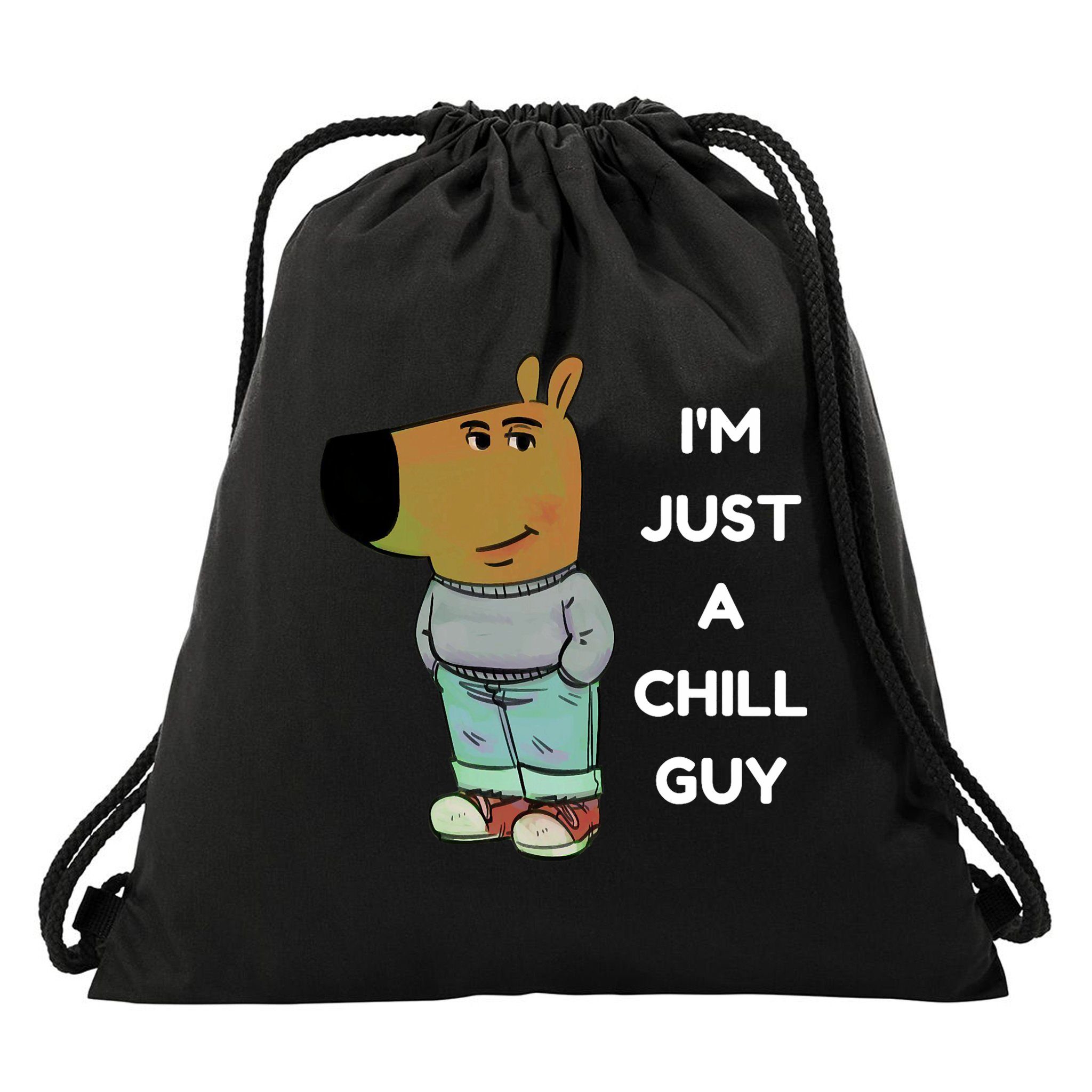 Funny Im Just A Chill Guy Meme Drawstring Bag