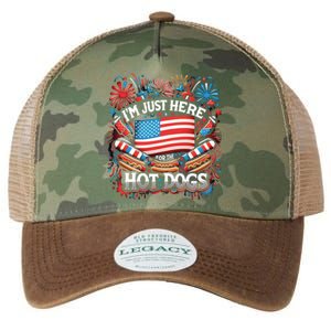 Funny IM Just Here For The Hot Dogs 4th Of July Gift Legacy Tie Dye Trucker Hat