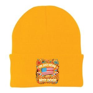 Funny IM Just Here For The Hot Dogs 4th Of July Gift Knit Cap Winter Beanie