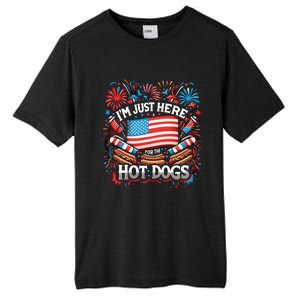 Funny IM Just Here For The Hot Dogs 4th Of July Gift Tall Fusion ChromaSoft Performance T-Shirt