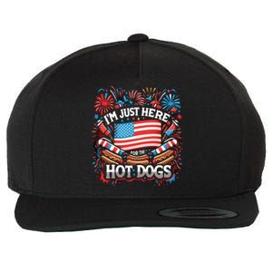 Funny IM Just Here For The Hot Dogs 4th Of July Gift Wool Snapback Cap