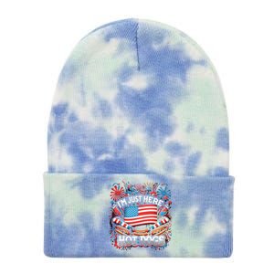 Funny IM Just Here For The Hot Dogs 4th Of July Gift Tie Dye 12in Knit Beanie