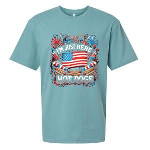 Funny IM Just Here For The Hot Dogs 4th Of July Gift Sueded Cloud Jersey T-Shirt