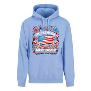 Funny IM Just Here For The Hot Dogs 4th Of July Gift Unisex Surf Hoodie