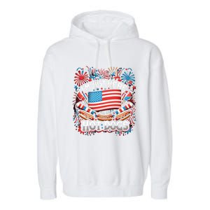 Funny IM Just Here For The Hot Dogs 4th Of July Gift Garment-Dyed Fleece Hoodie