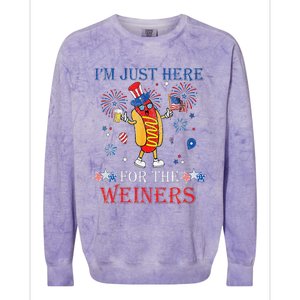 Funny Im Just Here For The Wieners 4Th Of July Colorblast Crewneck Sweatshirt